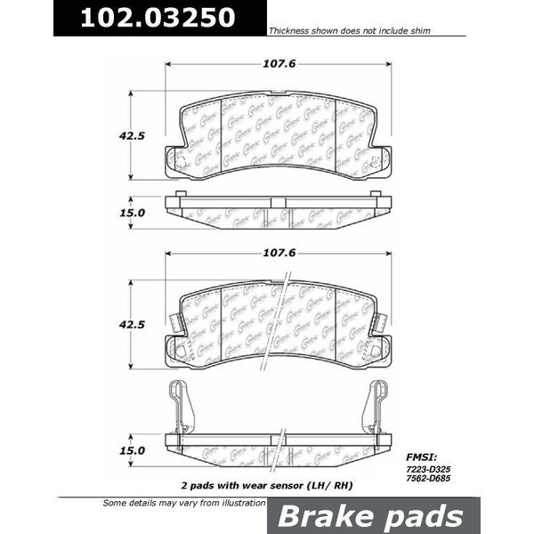 Centric Parts CTEK Brake Pads, 102.03250 102.03250